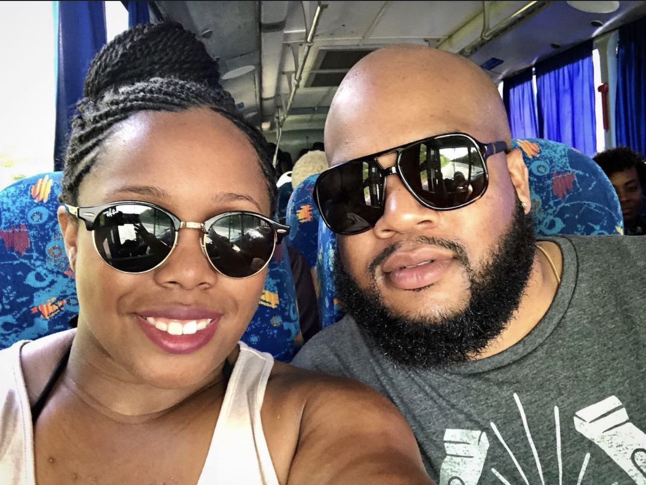 Riding an excursion bus in port